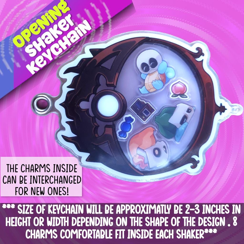 Gothic Pokeball Opening Keychain With Shadow Creatures Dragons