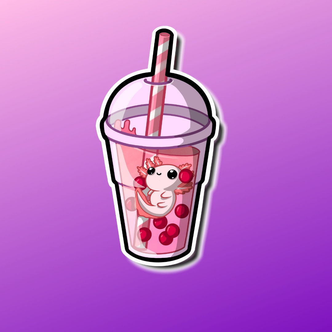 Cute Axolotl Boba Tea Super Adorable Kawaii Boba Buddy Friendfor