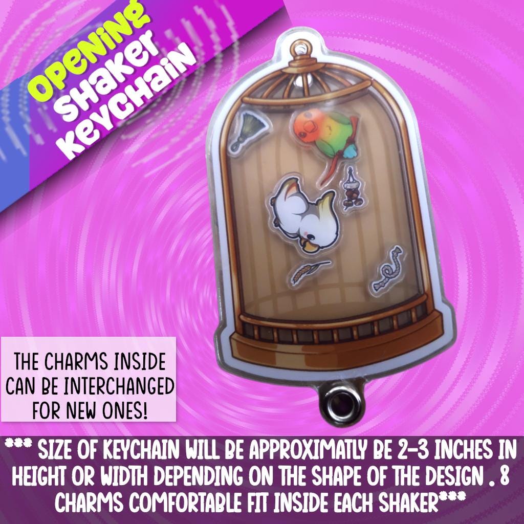 Opening A Key Chain A Bird Cage Opening Keychain With Bird Toy Charms. Get a Trinket That ...