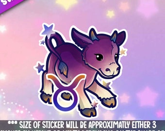Taurus Zodiac Sticker- Astrological Fun cosmic adventures- great galaxy themed animals with the signs of the zodiac Mega Kawaii Cuties
