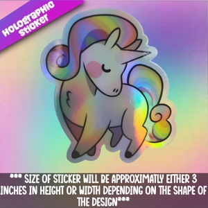 Unicorn 1 -Holographic Sticker- Shiny and cute glossy sticker.