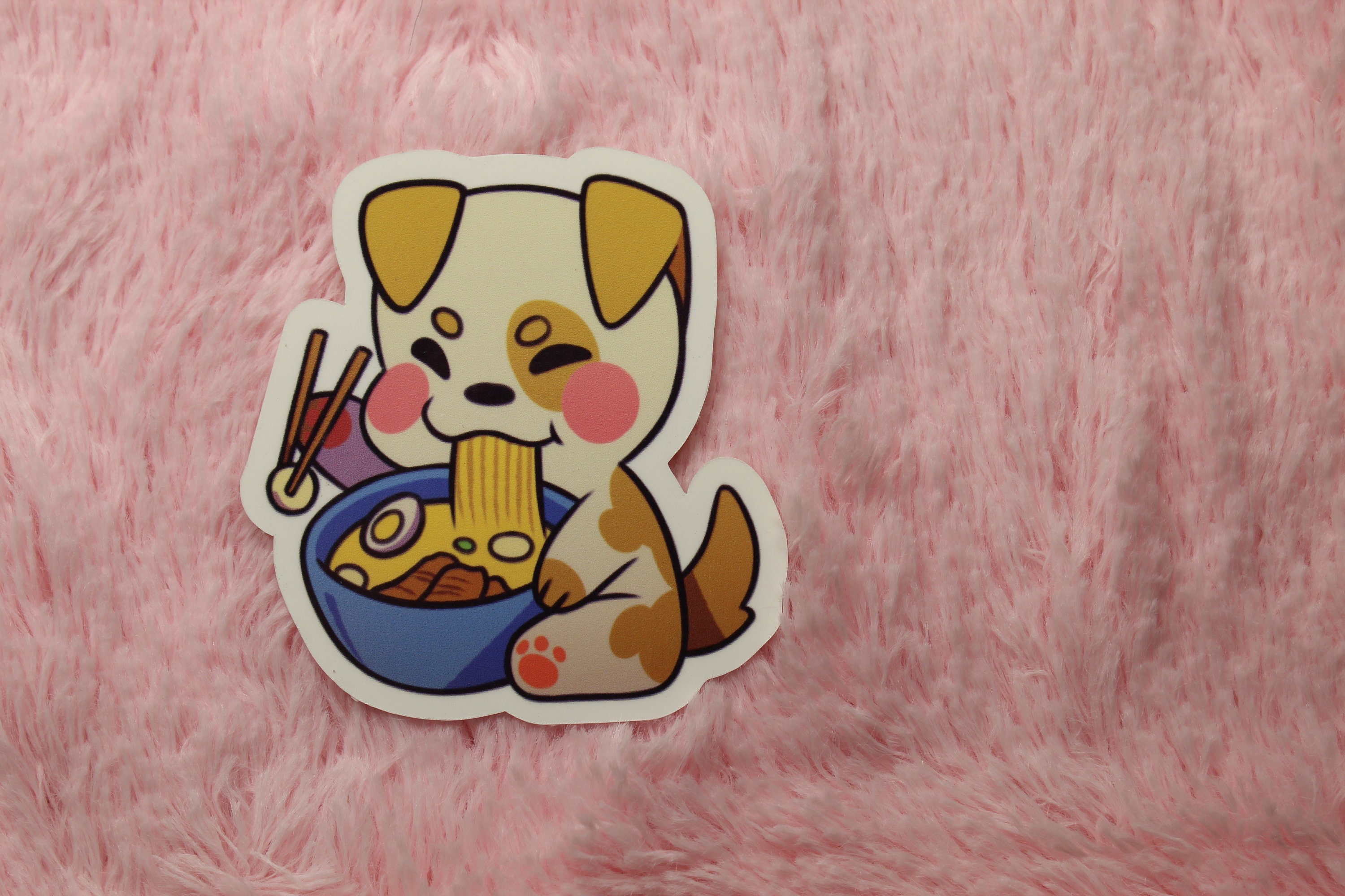 Super Kawaii Dog Eating Ramen Noodles Adorable Noodle Eating | Etsy