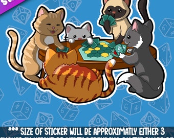 Cute board game playing kitties! Super adorable Kawaii cat friend-for laptop,  planner, phone case, journal + By Mega Kawaii