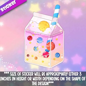 Adesivo de chá de leite cósmico! Adorável bebida colorida - para laptop, planejador, capa de telefone + Mega Kawaii