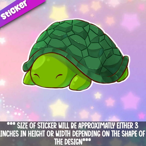 Sticker tortue Adorable ami reptile pour ordinateur portable, agenda, étui pour téléphone + par Mega Kawaii