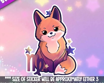 Virgo Zodiac Sticker- Astrological Fun cosmic adventures- great galaxy themed animals with the signs of the zodiac Mega Kawaii Cuties