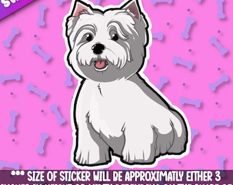 Westie- West Highland White Terrier sticker! Adorable Westie friend-for laptop,  planner ,phone case + Mega Kawaii