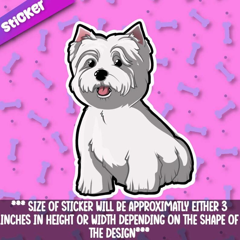Westie- West Highland White Terrier sticker! Adorable Westie friend-for laptop,  planner ,phone case + Mega Kawaii