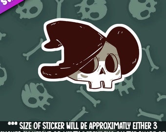 Witch Skull sticker- Griezelige leuke stickers voor laptops, waterflessen, auto's en planners- 3 inch beide afmetingen