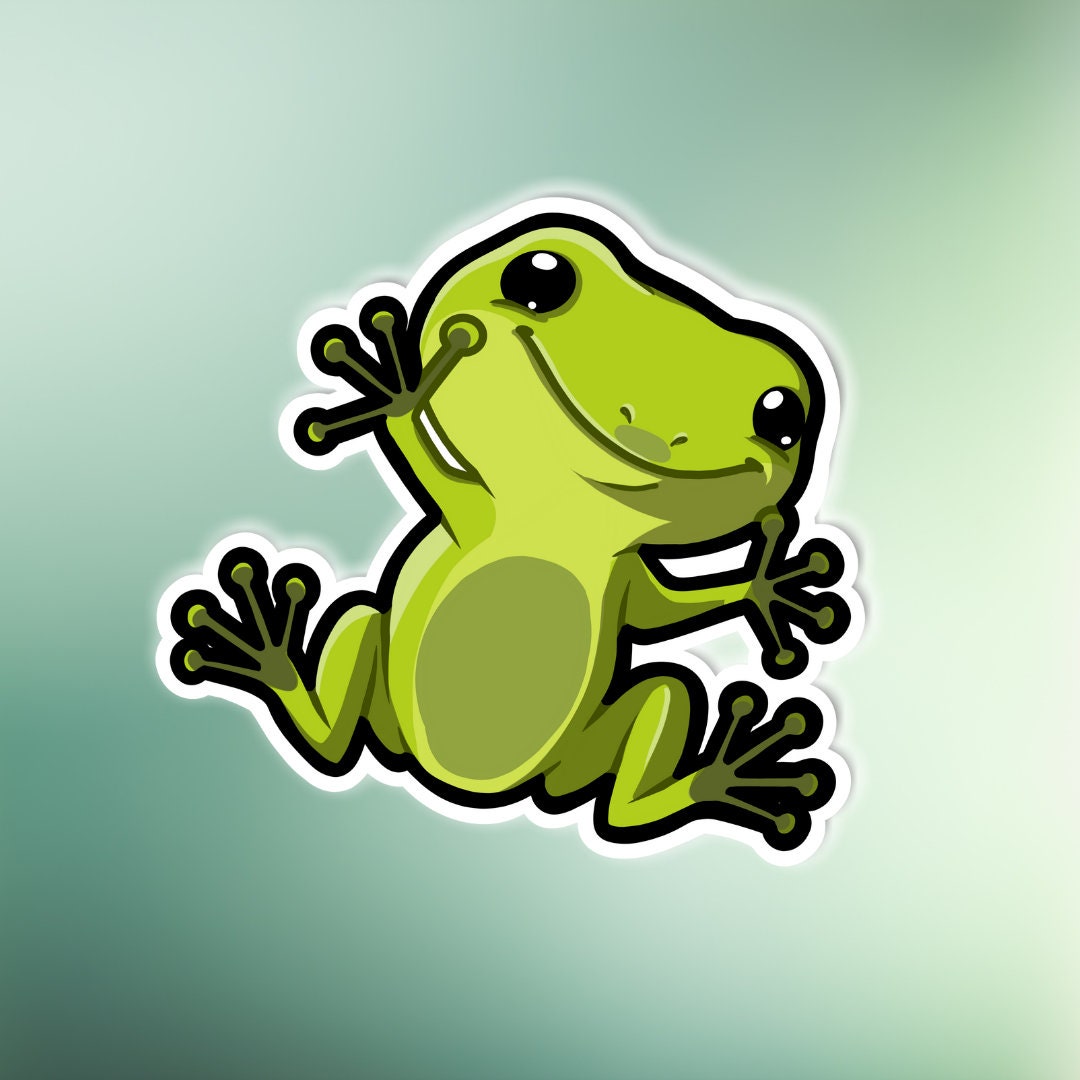 Kawaii Frog Peeker Sticker Super Adorable Kawaii Amphibian Etsy