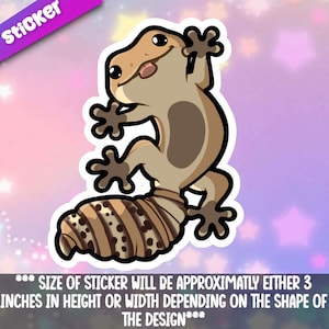 Leopard Gecko- Climbing Sticker. Super adorable Kawaii reptile friend-for laptop, planner, phone case, journal + Mega Kawaii