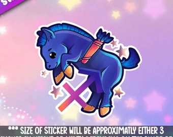 Sagittarius Zodiac Sticker- Astrological Fun cosmic adventures- great galaxy themed animals with the signs of the zodiac Mega Kawaii Cuties