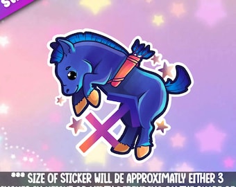 Skyttens stjärnteckenklistermärke - Astrologiska roliga kosmiska äventyr - fantastiska galaxtemadjur med stjärntecknen Mega Kawaii Cuties