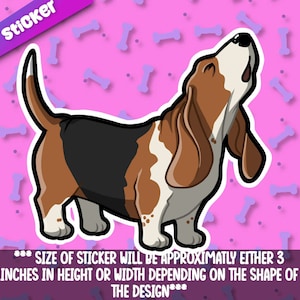 Cute Basset Hound! Super adorable Kawaii dog friend-for laptop,  planner, phone case ,journa + By Mega Kawaii