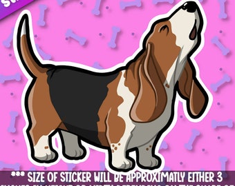 Cute Basset Hound! Super adorable Kawaii dog friend-for laptop,  planner, phone case ,journa + By Mega Kawaii