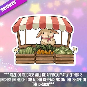 Bunny Vegetable Stand sticker!- Adorable gift friend-for laptop, planner, phone case + Mega Kawaii Cuties