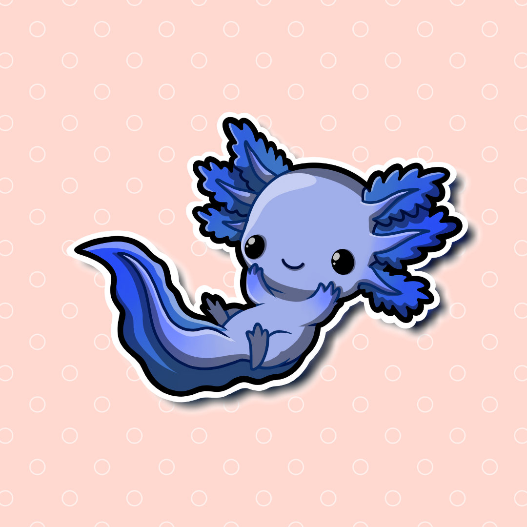 Super Kawaii Blue Axolotl Adorable Kawaii Amphibian Etsy