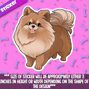 Pomeranian 1Sticker! Super adorable Kawaii dog friend-for laptop,  planner, phone case ,journal + By Mega Kawaii