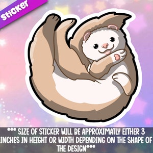 Ferret- Playful sticker Adorable Kawaii ferret friend-for laptop, planner, phone case + By Mega Kawaii