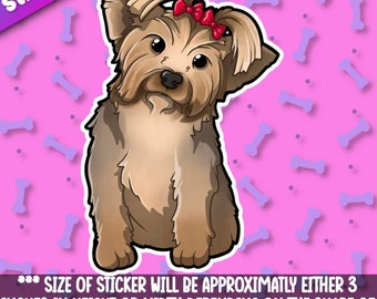 Yorkie 2- Yorkshire Terrier sticker! Adorable Yorkie friend-for laptop,  planner, phone case + Mega Kawaii