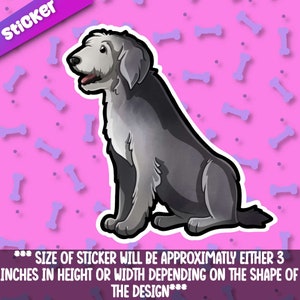Irish Wolfhound sticker! Adorable dog friend-for laptop,  planner ,phone case + Mega Kawaii