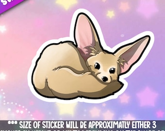 Fennec Fox sticker Adorable little canine fox-for laptop,  planner, phone case +i