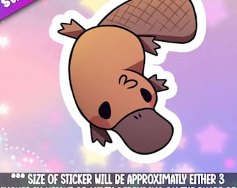 Platypus sticker for laptop,  planner, phone case, journal + By Mega Kawaii
