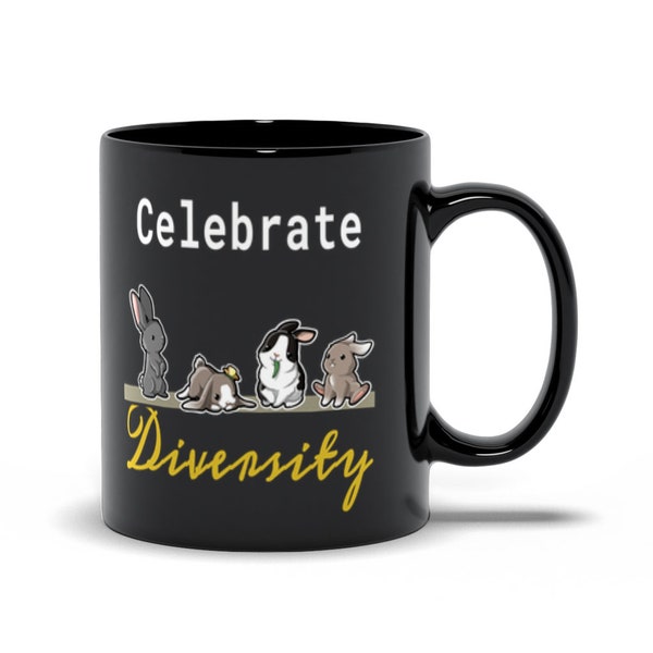 Tazza di coniglietto Super Kawaii "Celebrate Diversity". Questo sarebbe un regalo perfetto per un bevitore di caffè o tè nella tua vita.-By Mega Kawaii