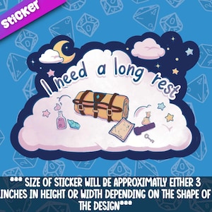I need a long rest Sticker - D20 Dnd Themed D20 Themed Dice für Rollenspiele Tabletop Gaming - Großes Geschenk für Rollenspieler Spieler