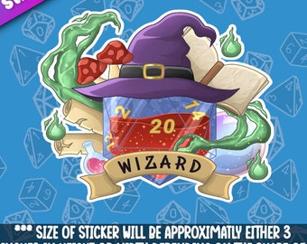 Wizard Class Dice Sticker- Beautiful D20 Dnd Themed Dice for Role Playing Tabletop Gaming- Great Present for Dungeon and Dragon Player