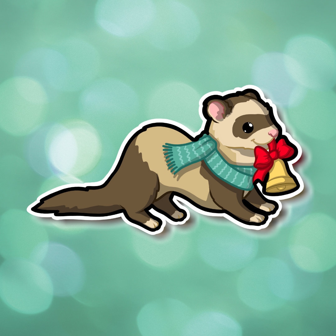 Cute Ferret With a Little Xmas Bell Super Adorable Kawaii Etsy