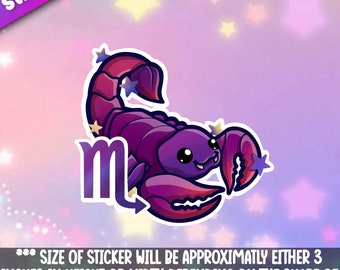 Scorpio Zodiac Sticker- Astrological Fun cosmic adventures- great galaxy themed animals with the signs of the zodiac Mega Kawaii Cuties