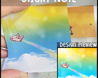 Axolotl 5- Rainbow -Sticky Note- 50 Pages of removable sticking notes- if its important make sure you write it down!