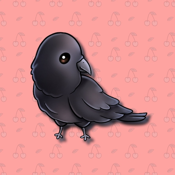 Super Kawaii Crow Sticker Adorable Raven Friendfor Laptop Etsy