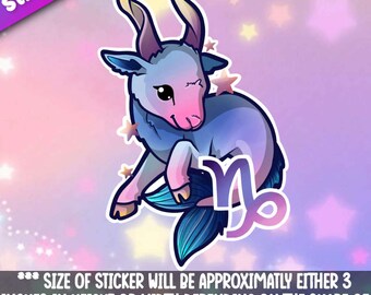 Capricorn Zodiac Sticker- Astrological Fun 4 cosmic adventures- great galaxy themed animals with the signs of the zodiac Mega Kawaii Cuties