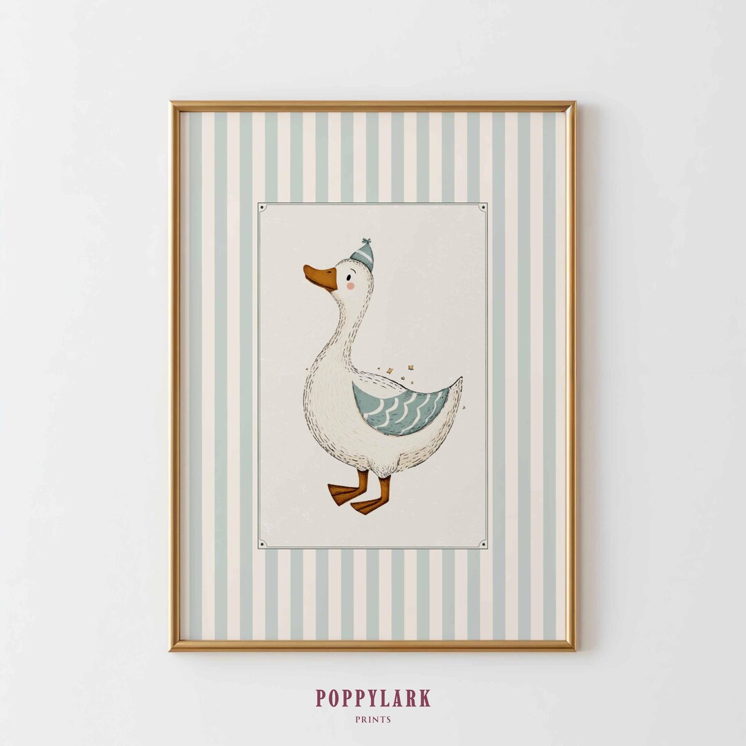 Vintage Goose Nursery Wall Art, Baby Boy Room Print, Neutral Kids Room ...
