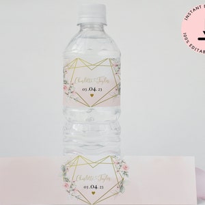 Blush Pink Wedding Water Bottle Label Template, Water Bottle Label For Bridal Shower, Welcome Wedding Water Bottle Labels, Instant Download
