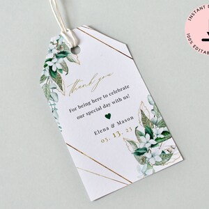 Green Foliage Wedding Welcome Bag Tags, Blush Pink Geometric Custom Hang Tags, Wedding Welcome Tags, Bridal Shower Favor Tag,Bridesmaid Tags