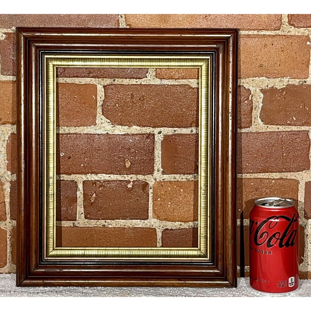 Antique Victorian Walnut Wood Picture Frame Gold Gilt Liner Etsy