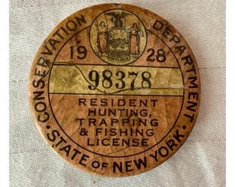Lot De 2 Pins De Licences De Chasse/Pêche – Pennsylvanie 1941 & New York 1935 (Repro)