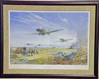 Limited Edition Signed and Numbered Print ADLERTAG 1940 Commemorating The 50th Anniversary Battle of Britain by Renown Artist Frank Wooton