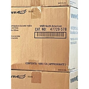 VWR 47729-578  Borosilicate Glass Culture Test Tubes 16X125mm New Case Lot of 1000