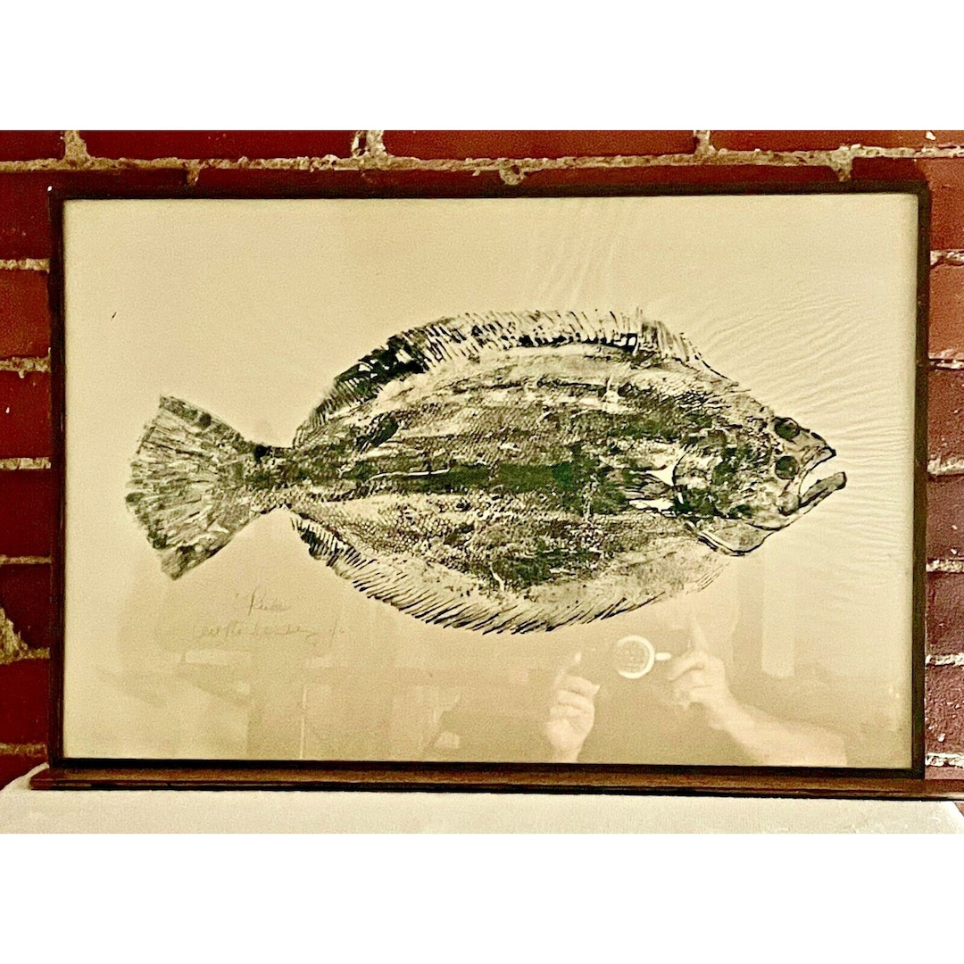 Gyotaku Fish Rubbing Fluke Flounder Flat Fish Print Etching Etsy