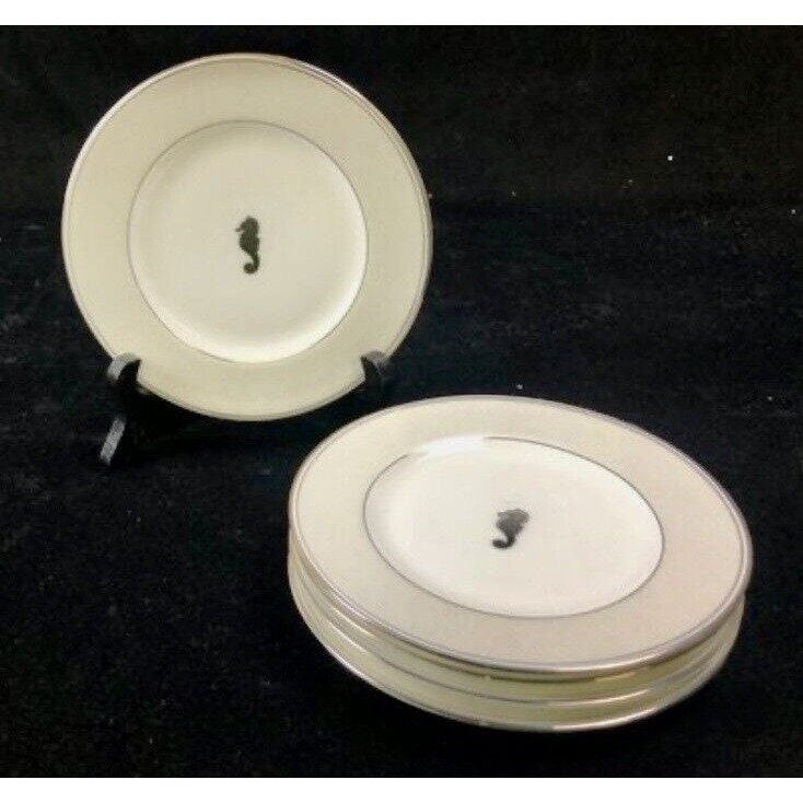 Waterford China Platinum Seahorse Ivory 6" Bread & Butter Plate Cream Rim
