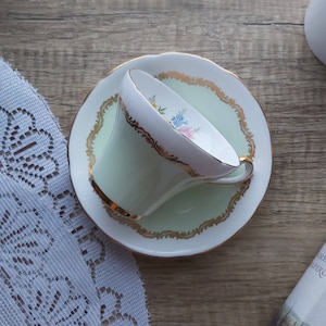 Royal Stafford Pale Blue China Corset Shape Cup and Saucer