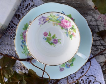 EB Foley &#39;Foley Tulip&#39; in Blue Cup and Saucer