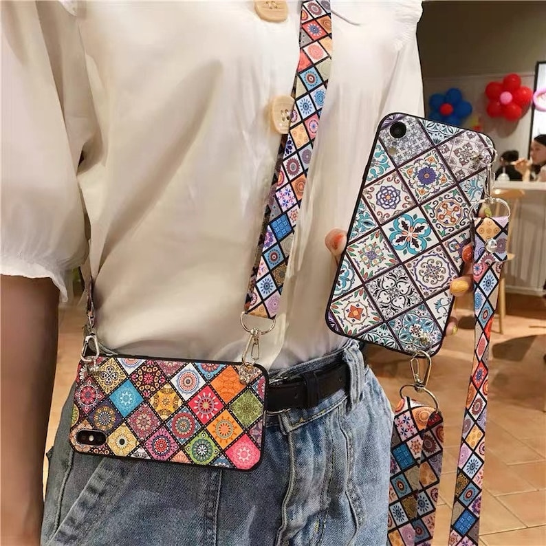 a handmade soft tpu vintage design phone case with multi-function crossbody strap is the best gift for your daughter