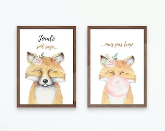 set posters child fox customizable, poster child fox, poster child quote, poster child animals, poster first name