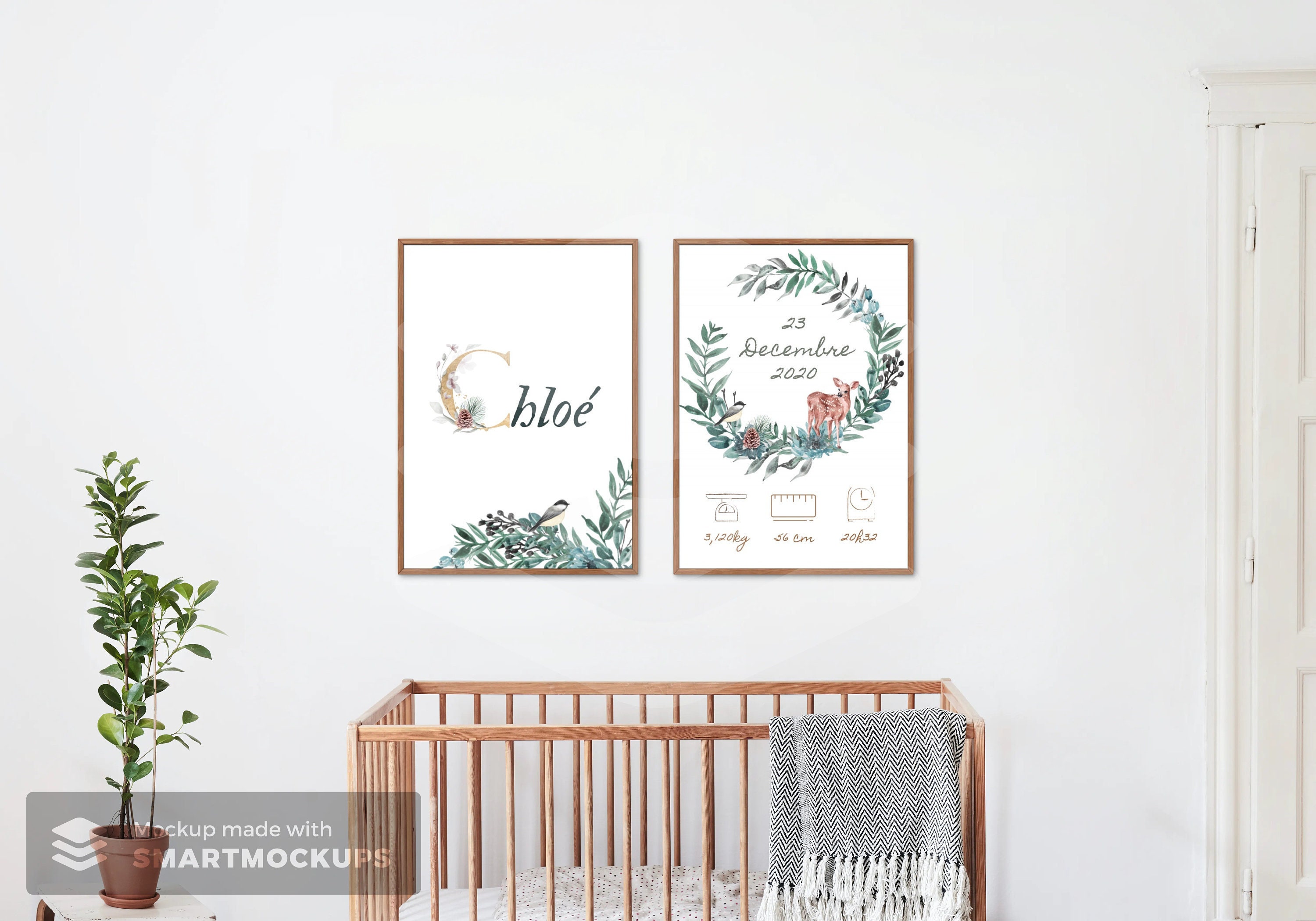 Affiches Naissance Personnalisée - Affiche Décoration Chambre Bébé Les Bébés d'hiver