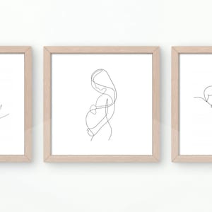 trio of posters, set of 3 family posters, personalized, customizable black and white or abstract, minimalist illustration